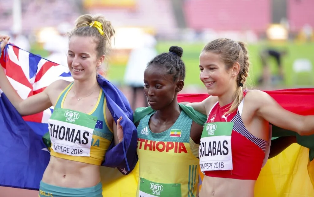 TAMPERE, FINLAND, July 12: DIRIBE WELTEJI (Ethiopia) win gold medal in 800 metrs on the IAAF World U20 Championship in Tampere, Finland.