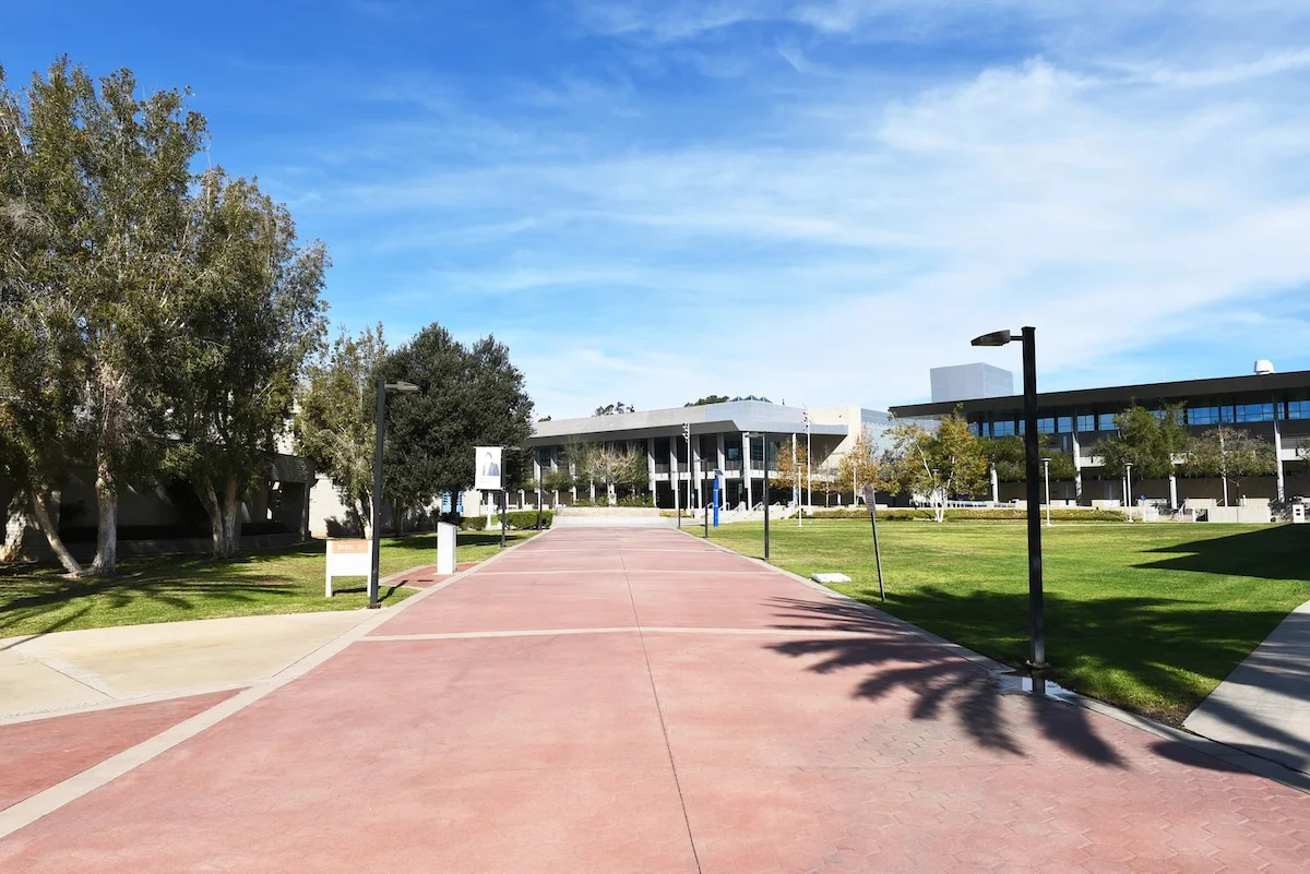 ORANGE, CALIFORNIA - Strenger Plaza on the campus of Santiago Canyon College.